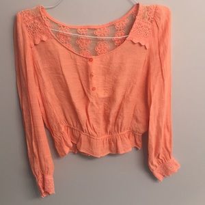 NWT Orange Lace Inset top - size L